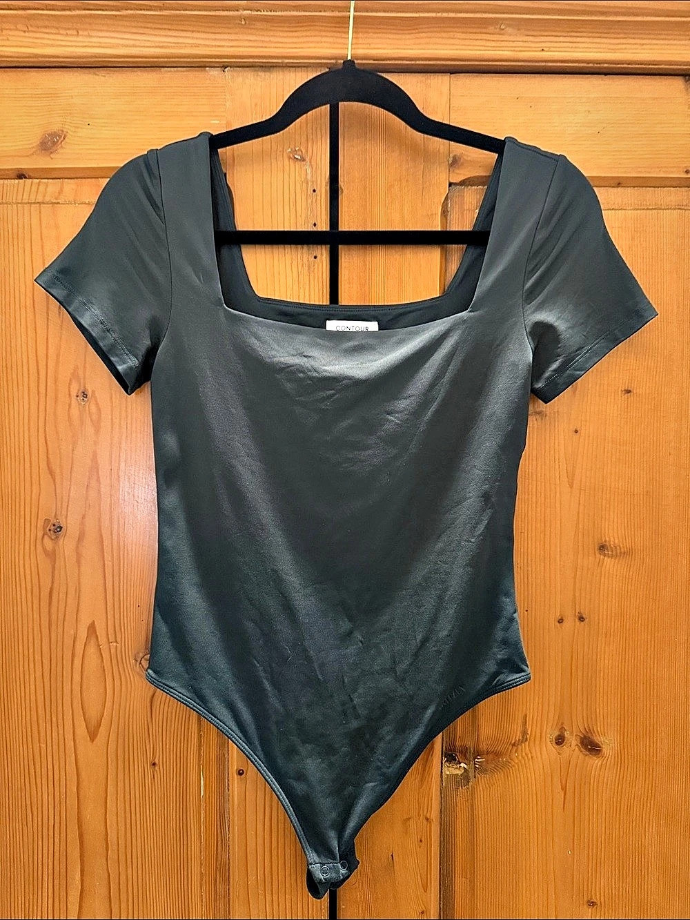 Aritzia Babaton Contour Square Neck Short Sleeve Bodysuit Black Medium